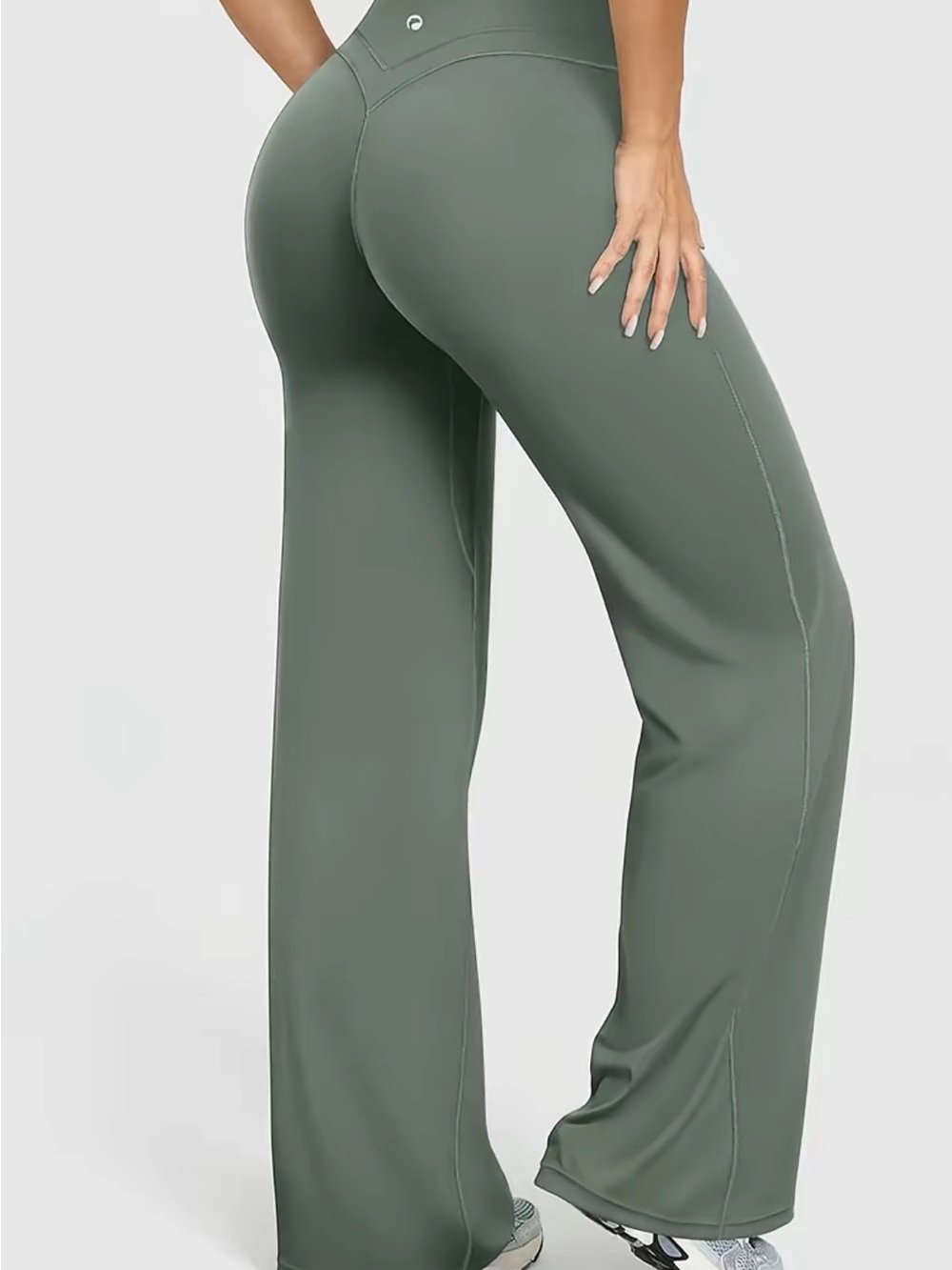 Wide Leg High-Rise Performance Pants in Olive